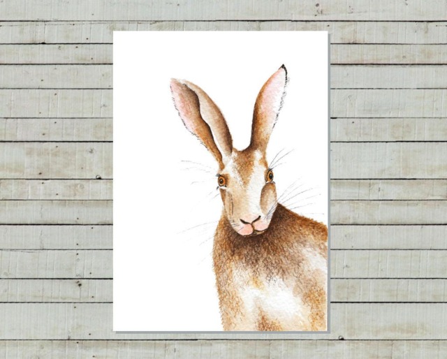 Hare Watercolor Print Hasty Illustration - 5x7 - image 1