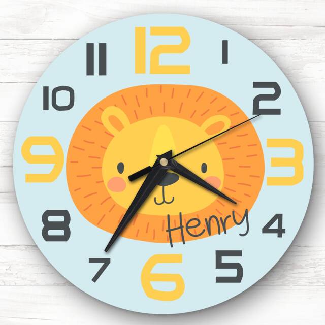 Kids Room Cute Lion Face Custom Gift Personalised Clock - image 1