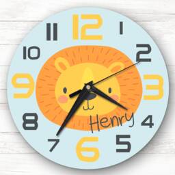 Kids Room Cute Lion Face Custom Gift Personalised Clock - thumbnail 1