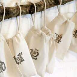 Sustainable Advent Calendar - 24 Hand-stamped Fabric Bags Reusable Cotton To Fill Eco-Friendly & Handmade - thumbnail 3