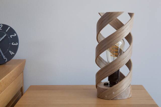 steam Bent Wood Spiral Table Lamp - image 1