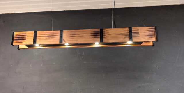Rustic Wood Beam Chandelier With Spotlights Farmhouse Lighting - image 1