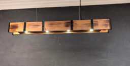 Rustic Wood Beam Chandelier With Spotlights Farmhouse Lighting