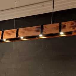 Rustic Wood Beam Chandelier With Spotlights Farmhouse Lighting - thumbnail 4