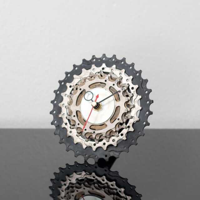 Cool Desk Clock Made Out Of Bike Gears, Gift Idea For Cyclist Boyfriend, Husband, Brother Or Father, Industrial Office Decor Him - image 1