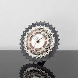 Cool Desk Clock Made Out Of Bike Gears, Gift Idea For Cyclist Boyfriend, Husband, Brother Or Father, Industrial Office Decor Him - thumbnail 1