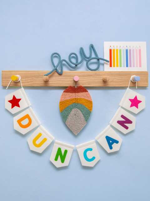 Personalised Name Felt Bunting. Custom Nursery Garland Decor. Rainbow, Pastel, Jungle, Neutral Colours - image 1