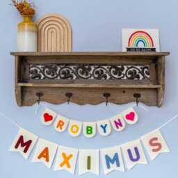 Personalised Name Felt Bunting. Custom Nursery Garland Decor. Rainbow, Pastel, Jungle, Neutral Colours - thumbnail 3
