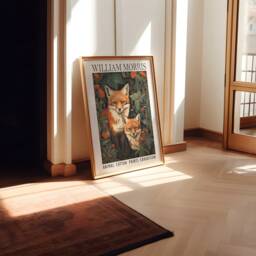 William Morris Style Fox Print Vintage Woodland Nature Art - thumbnail 2
