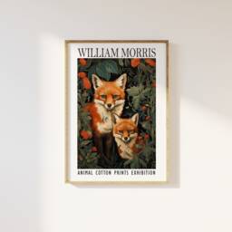 William Morris Style Fox Print Vintage Woodland Nature Art - thumbnail 1