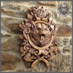 Viking Bear Wood Carving, Norse Pagan Wall Decor - thumbnail 2