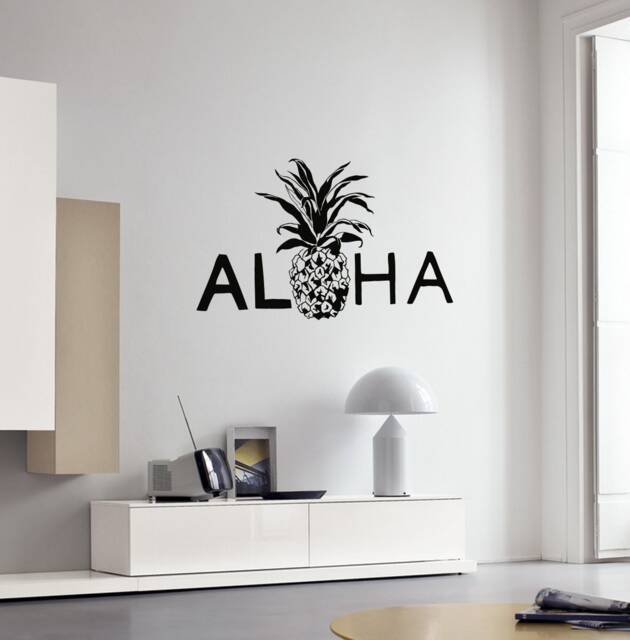 Aloha Vinyl Wall Decal Pineapple Hawaii Hawaiian Beach Style Interior Tropical Decor For House Kitchen Party Space Stickers - #2873Di - image 1