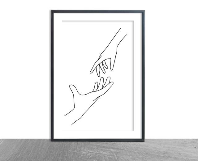 Holding Hands Print, Love Print, Life Line Print Poster, Wall Art, Home Decor, Poster Print, Wall Print, Drawing Couple Romantic Print