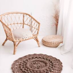 Handmade Crochet Rug Coconut Brown Polyester Rope - thumbnail 2