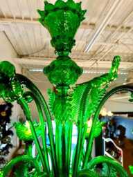 Green Murano Chandelier, Classic Blown Glass Ceiling Light, Hand Venetian Chandelier - thumbnail 4