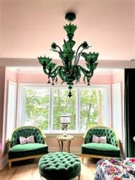 Green Murano Chandelier, Classic Blown Glass Ceiling Light, Hand Venetian Chandelier - thumbnail 3