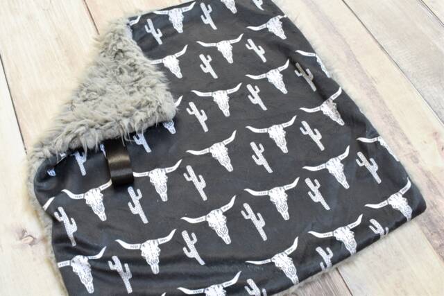 Cowboy Lovey - Longhorn Mini Baby Blanket Western Minky Gift - image 1