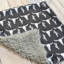 Cowboy Lovey - Longhorn Mini Baby Blanket Western Minky Gift - thumbnail 2