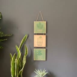 Cactus Wall Art 3D Wooden Block Succulent Painting - thumbnail 1
