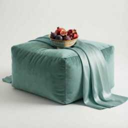 Plush Velvet Ottoman Beanbag Duck Egg Footstool Pouf