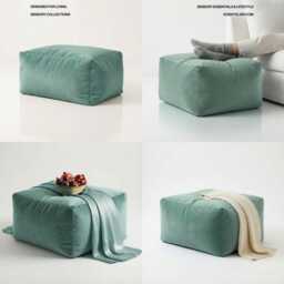 Plush Velvet Ottoman Beanbag Duck Egg Footstool Pouf - thumbnail 3