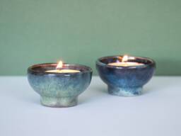 Handmade Ceramic Tealight Holder - Small Pottery Tea Light Candle Handmade in The UK Housewarming Gift Unique - thumbnail 1