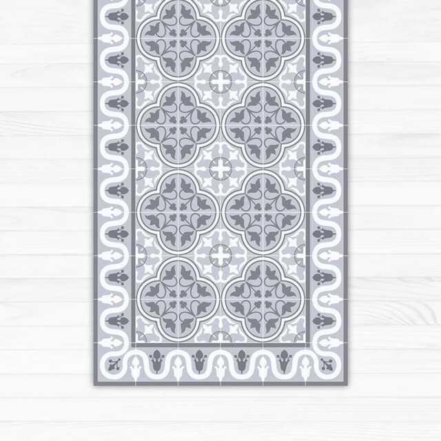 Vinyl Area Rug, Decorative Grey Tiles, Printed On PVC, Linoleum Carpet. Kitchen Doormat - Art Mat - image 1