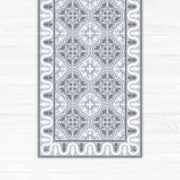 Vinyl Area Rug, Decorative Grey Tiles, Printed On PVC, Linoleum Carpet. Kitchen Doormat - Art Mat - thumbnail 1