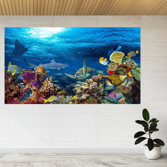 Blue Ocean Sea Colorful Fish 3D View Wall Sticker Poster Decal A814 - image 1