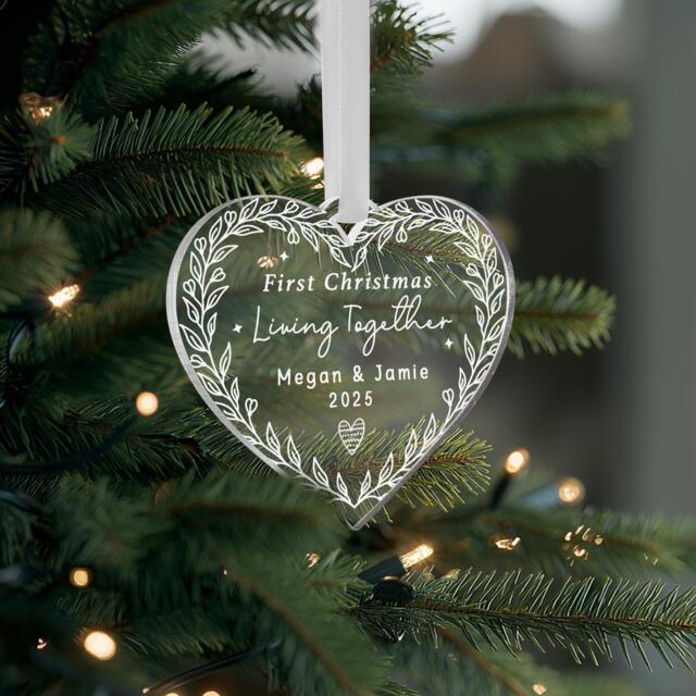 Personalised First Christmas Living Together, 1st Couple Bauble, Xmas Keepsake Gift Decoration - image 1