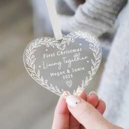Personalised First Christmas Living Together, 1st Couple Bauble, Xmas Keepsake Gift Decoration - thumbnail 2