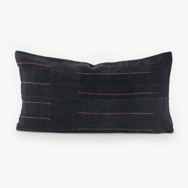 Vintage Hmong Pillow Cover - Handwoven Striped Lumbar Cushion - image 1