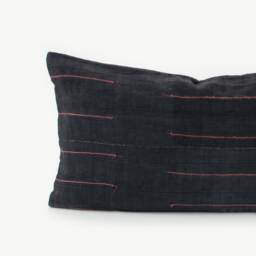 Vintage Hmong Pillow Cover - Handwoven Striped Lumbar Cushion - thumbnail 2