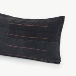 Vintage Hmong Pillow Cover - Handwoven Striped Lumbar Cushion - thumbnail 4