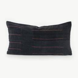 Vintage Hmong Pillow Cover - Handwoven Striped Lumbar Cushion - thumbnail 1