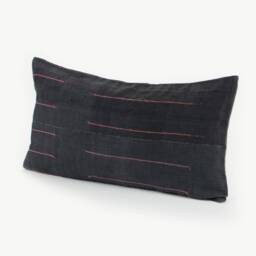 Vintage Hmong Pillow Cover - Handwoven Striped Lumbar Cushion - thumbnail 3
