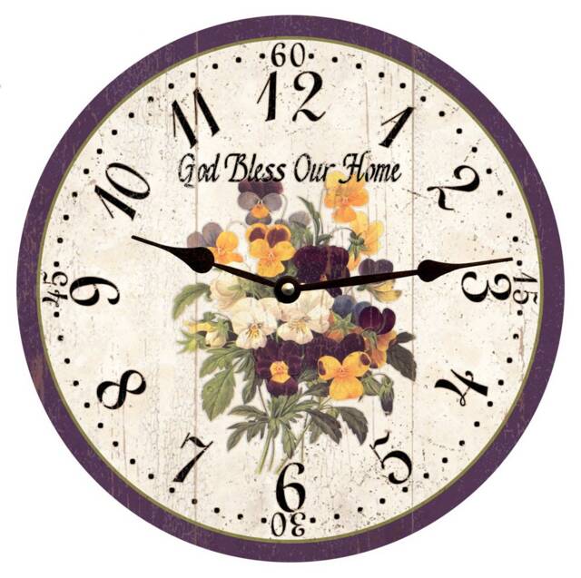 Floral Kitchen Clock - Handcrafted Pansy Clock - image 1