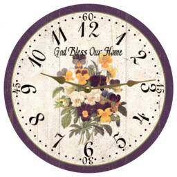 Floral Kitchen Clock - Handcrafted Pansy Clock - thumbnail 2