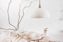 Geo Modern Vintage Porcelain Pendant Light Fixture - Handmade White Ceramic Shade - thumbnail 1