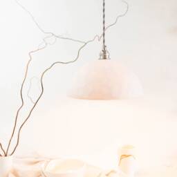 Geo Modern Vintage Porcelain Pendant Light Fixture - Handmade White Ceramic Shade - thumbnail 2