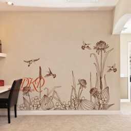Spring Flower With Hummingbirds -Birds Decal, Nursery Wall Decals, Children Baby Room Decals Sticker Home Decor-Dk122 - thumbnail 2