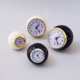 Small Desk Clock, Black Desk A Beautiful Ceramic Ball Shaped Table Handmade in Retro Vintage Style - thumbnail 4