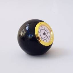 Small Desk Clock, Black Desk A Beautiful Ceramic Ball Shaped Table Handmade in Retro Vintage Style - thumbnail 3
