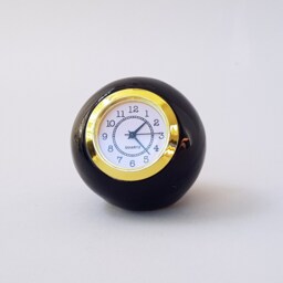 Small Desk Clock, Black Desk A Beautiful Ceramic Ball Shaped Table Handmade in Retro Vintage Style - thumbnail 2