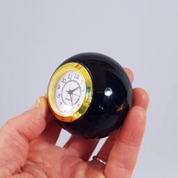 Small Desk Clock, Black Desk A Beautiful Ceramic Ball Shaped Table Handmade in Retro Vintage Style