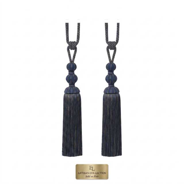 2x Large Over-Sized Opulent Tieback With Gimp Detailing in A Strong Colour Palette - 850mm Embrace Tassel Tieback Pair - image 1