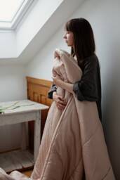 Wool Duvet 200x200cm. For Summer. Double. Pink. - Us Duty Paid