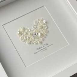 30Th Anniversary Gift, Pearl Wedding Anniversary, Frame, Gift For Couples, Celebrations, Heart - thumbnail 2