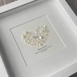 30Th Anniversary Gift, Pearl Wedding Anniversary, Frame, Gift For Couples, Celebrations, Heart - thumbnail 3