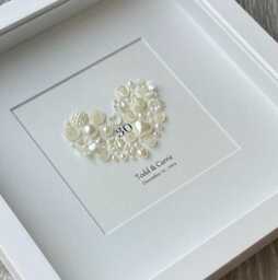 30Th Anniversary Gift, Pearl Wedding Anniversary, Frame, Gift For Couples, Celebrations, Heart - thumbnail 1